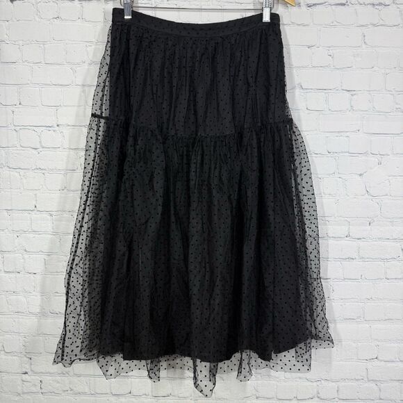 H&M Midi Skirt Women Size 10 Polka Dot Layered Tulle Goth Romantic Feminine - Picture 1 of 11